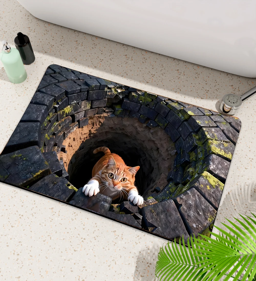 3D Optical Illusion Mat Diatomaceous Earth Mat Floor Mat Shower Pad Decoration Home Bathroom Floor Mat