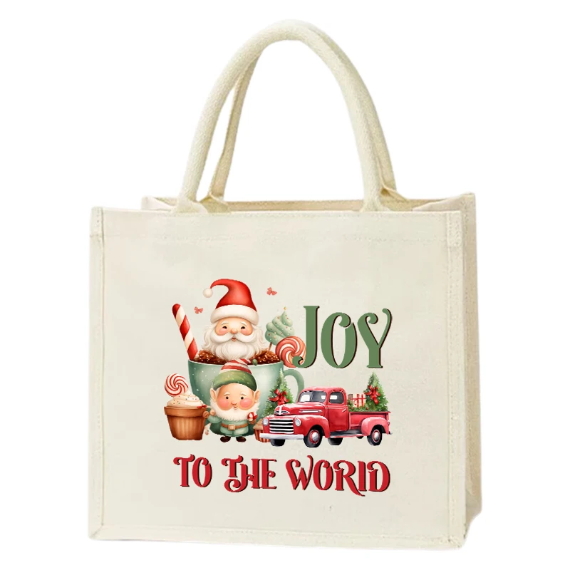 Printed Design Women's Christmas Snow Drinks Women's One Shoulder Canvas Bag Gift for Friends Best Canvas Shopping Handbag