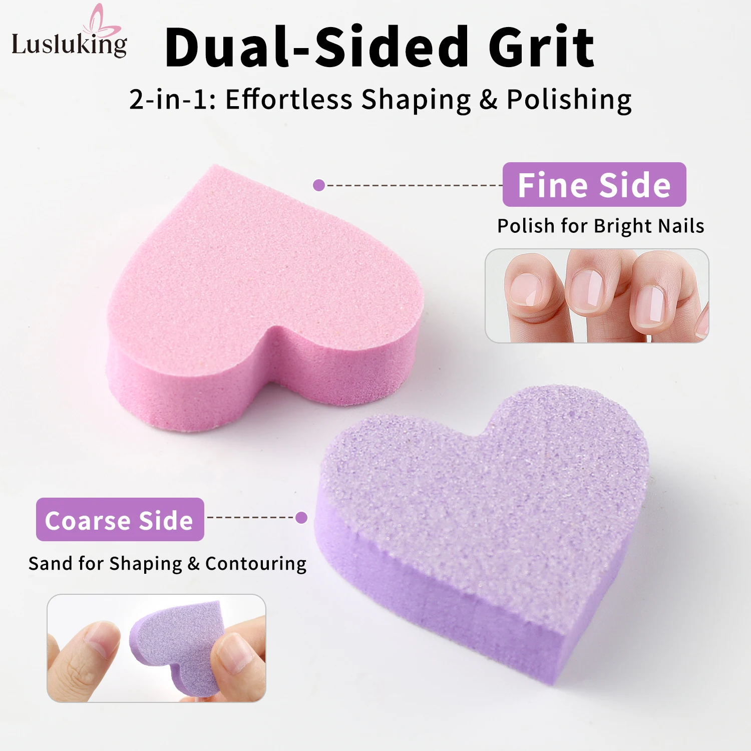 ชุดตะไบเล็บ 20 ชิ้น รูปหัวใจขนาดเล็ก สำหรับทำเล็บมือและเล็บเท้า พร้อมดีไซน์สวยงาม