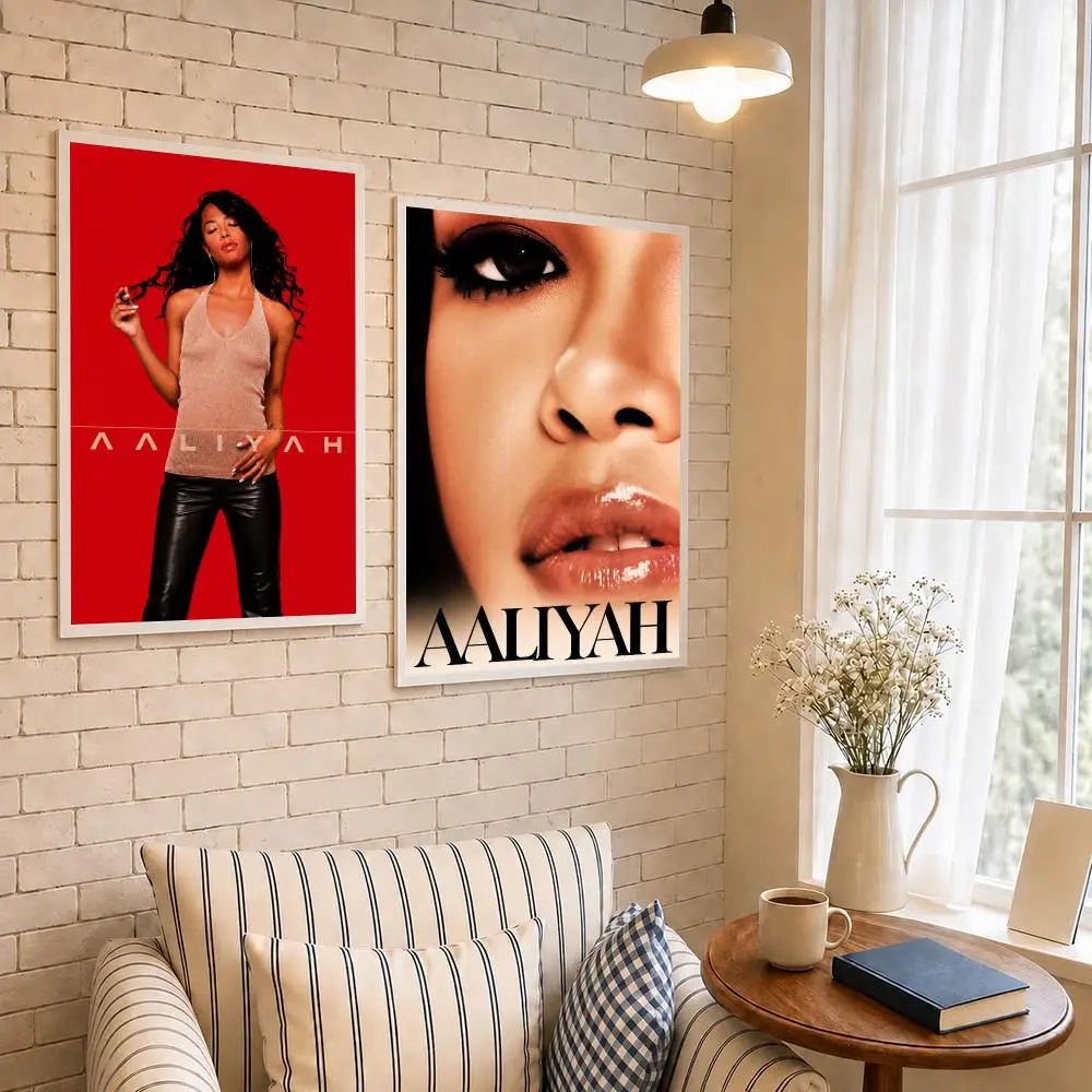 Singer A-Aaliyah Poster PP Self-Adhesive Waterproof Wall Decor for Bedroom,Living Room,Dorm,Bar Aesthetic Decor Gift