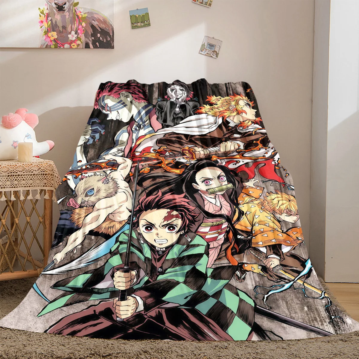 Demon Slayer All-Season Versatile Travel Blanket Compact Suitable for Office Nap & Outdoor Camping LXRa8