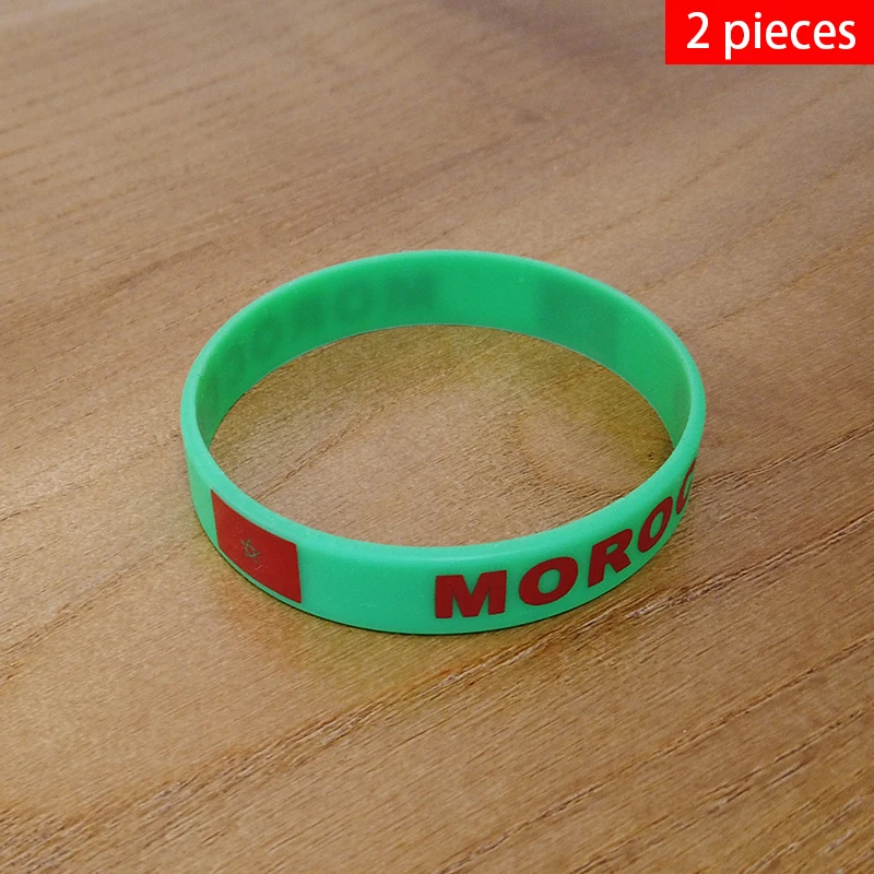 2pcs Morocco National Flag Wristbands Sports Silicone Bracelet Men Women Rubber Band Patriotic Commemorative Fashion Accessory