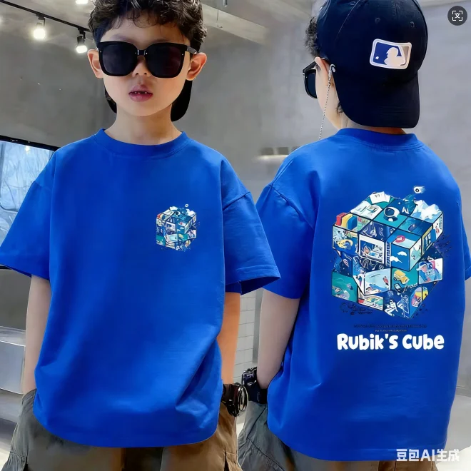 Camiseta de Algodón Puro con Estampado de Dibujos Animados para Niños, Marca Nickelodeon, Modelo NickSpringSoft, Cómoda y de Manga Corta (Top de Manga Corta)