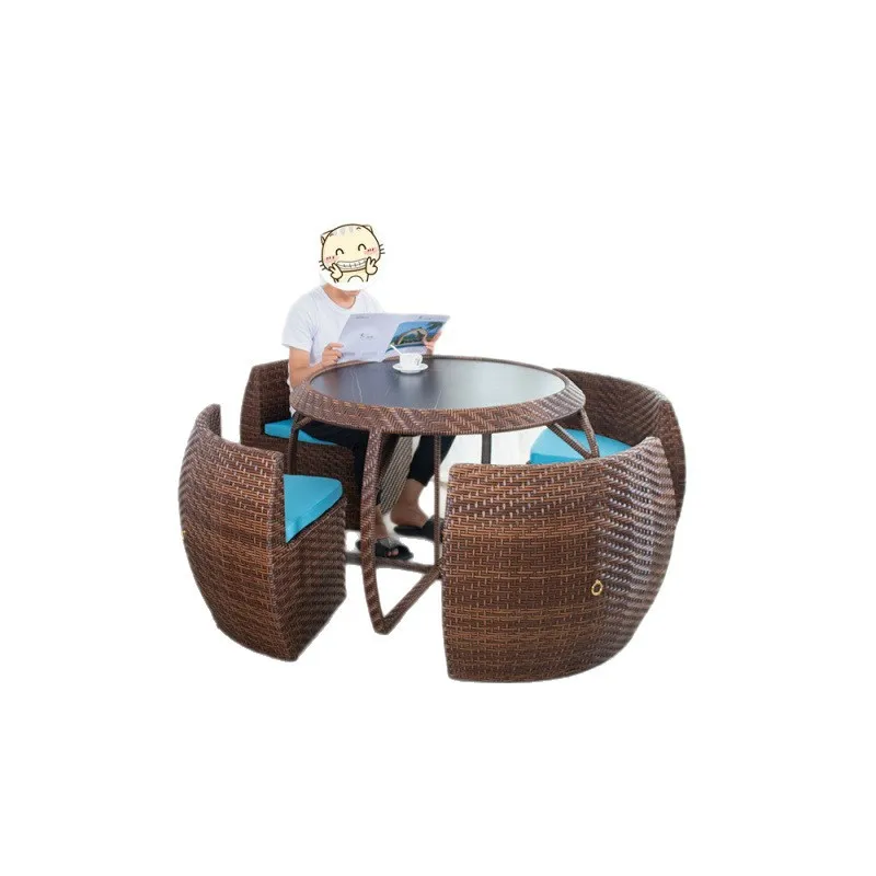 

Outdoor table and chair combination modern simple rattan creative outdoor open-air courtyard garden leisure waterproof rattan