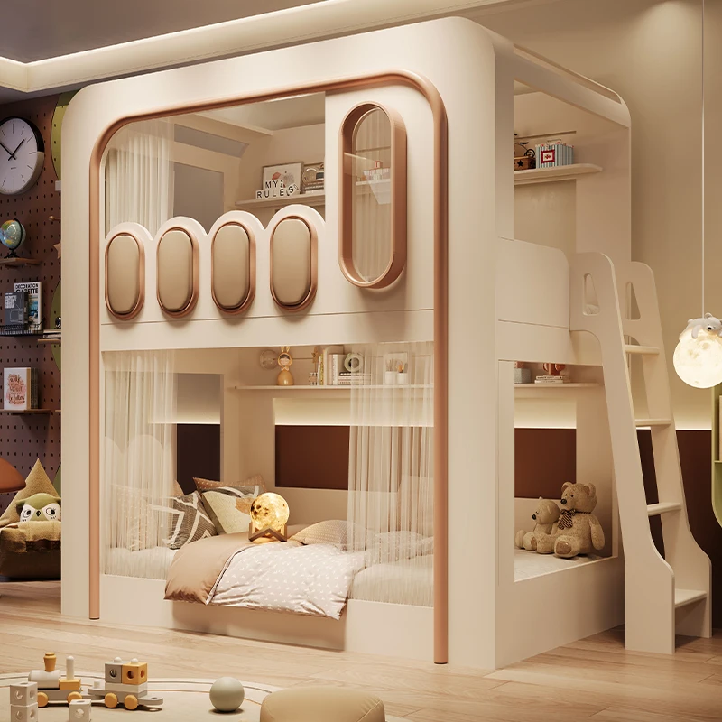 Children's High low Bunk bed Upper lower Siblings do not interfere beds Space capsule apartment lit superposé enfant furniture