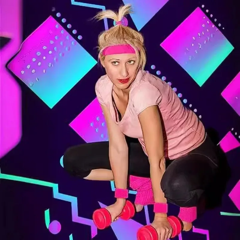 80s Party Costume Accessory Set Leg Warmers Retro Headband Wristbands 80s Outfit Kit for Women Men