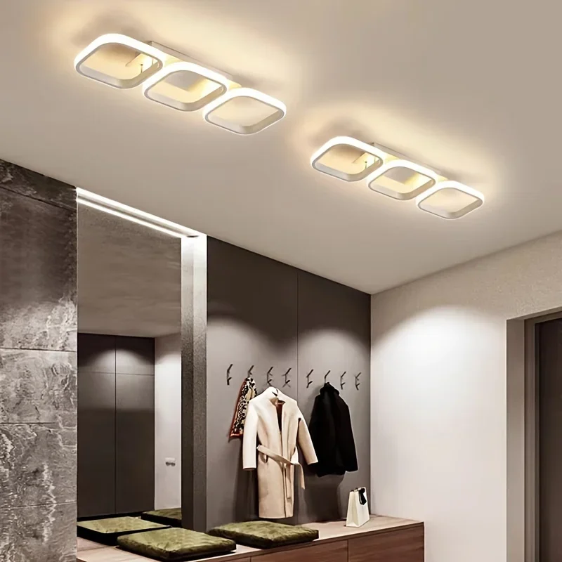 Nordic Luxe LED Chandelier Ceiling Light - Dimmable, Three Color Options, Square and Round Shapes for Living Room, Corridor, Kit