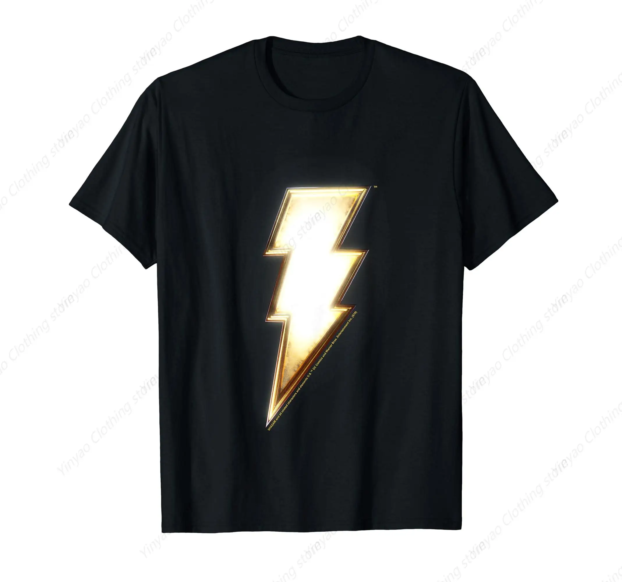 

Golden Cool Lightning Pattern Fashion T-shirt for Men and Women Cotton Personalized Casual Cotton Short Sleeve