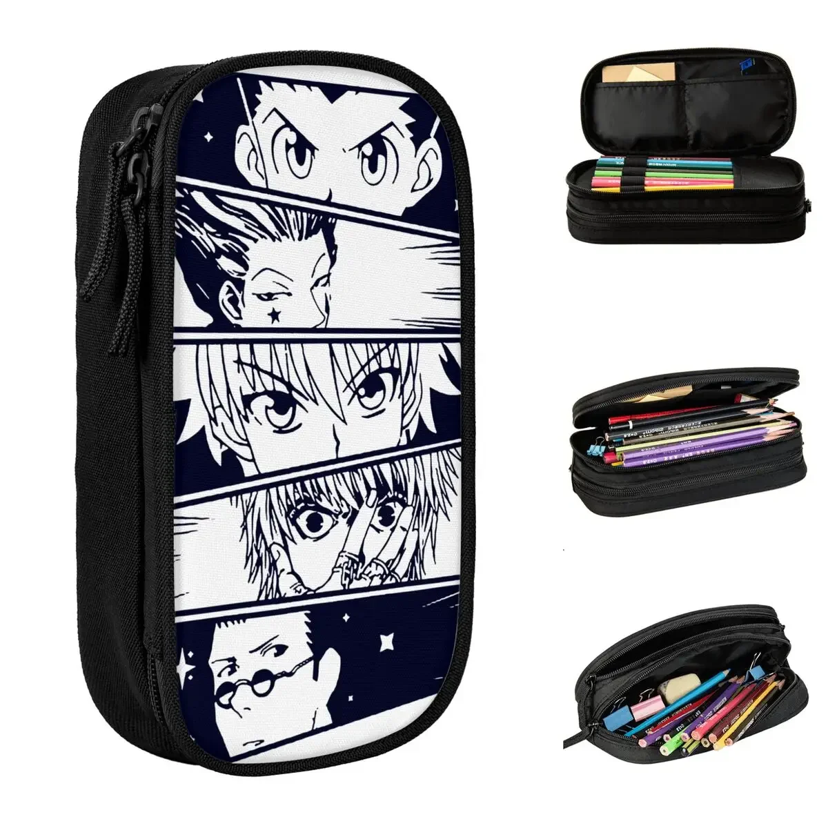 

Hunter X Hunter Best Kurapika Gon Killua Leorio Hisoka Pencil Case HXH Pen Holder Bags Big Capacity Supplies Zipper Pencil Box