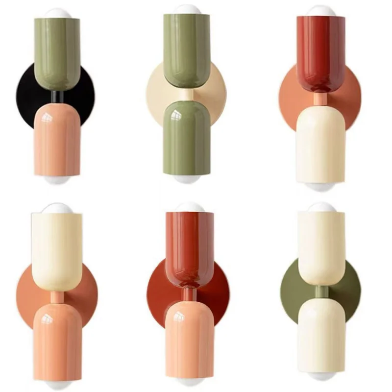 

Hotel Wall Lamp Creative Warm Aisle Wall Lamp Nordic Color Cream Style Double-Headed Bedroom Bedside Lamp Suction Cup Lamp