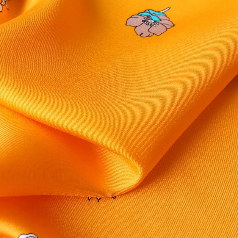 Orange Horse Print Mulberry Silk Scarf 90 Twill Scarfs Bandanas Manual Designer Neck Shawls Handkerchief Decoration Kerchief