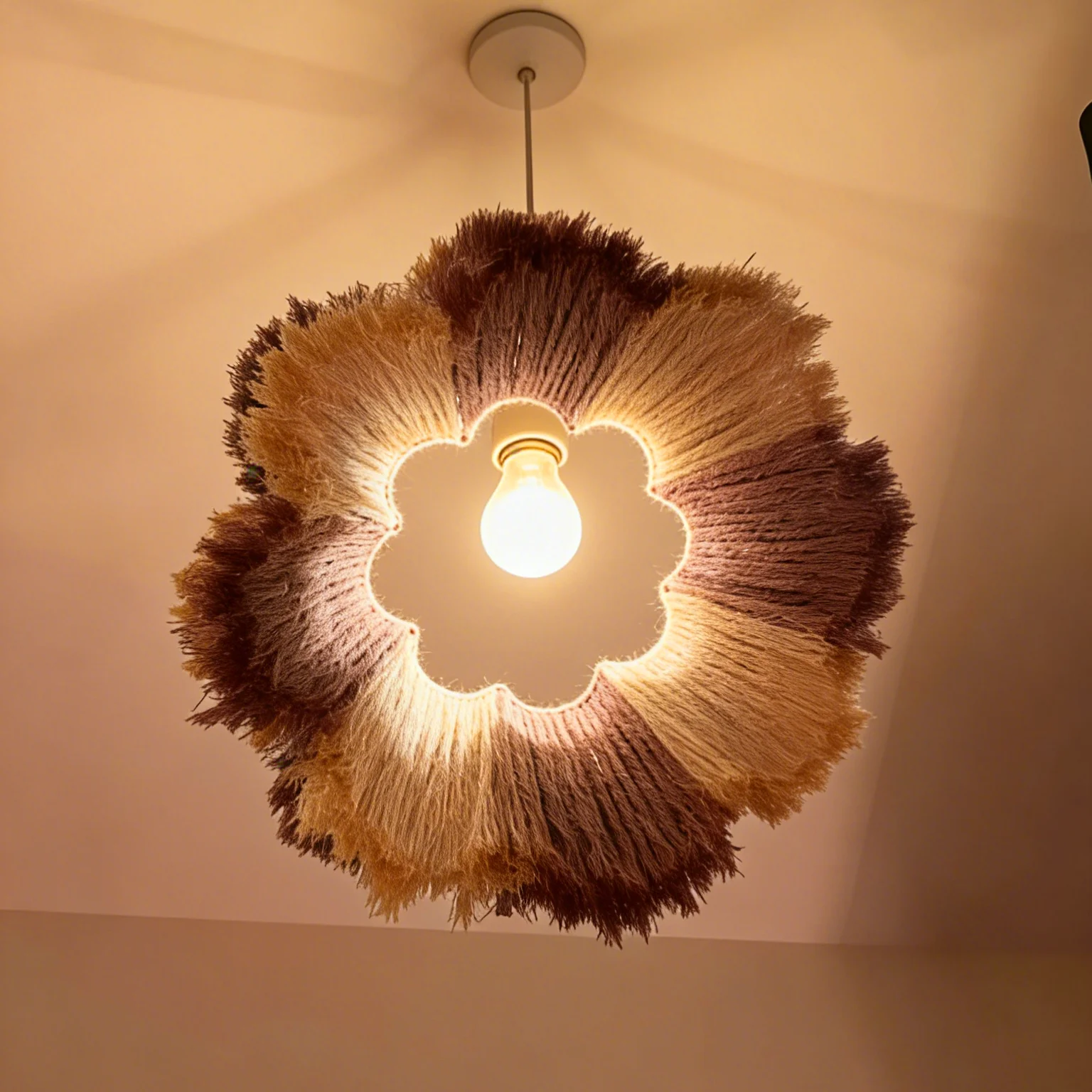 m*-Modern Double-layer Flower Tassel Pendant Lampshade Macrame Tapestry Items Wall Hangings Decorations
