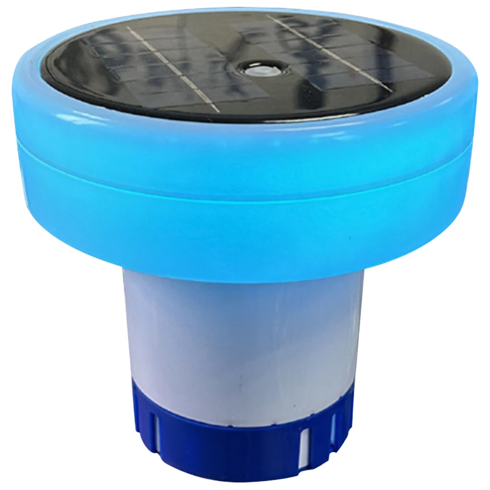 Solar-Pool-Ionisator mit Licht, Chlorhalter, einstellbare Chemikalienabgabe, Chlor-Tabletten-Schwimmer für Pool, Spa, Whirlpool