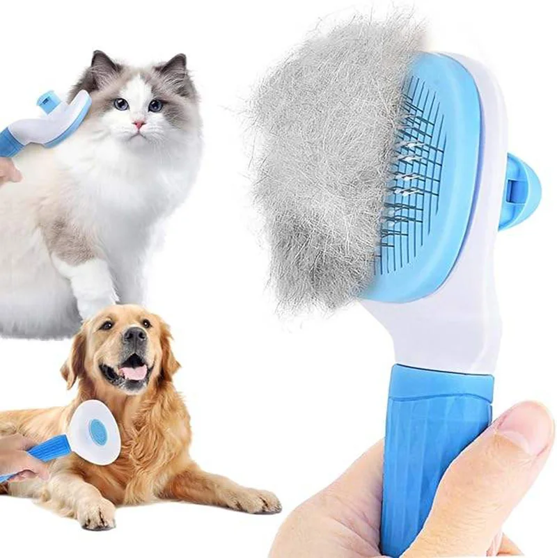 

One-Click Pet Dog Hair Removal Comb Cat Slicker Brush Self-cleaning Cat Hair Remover Brush for Dog Cat Grooming Accessories tool