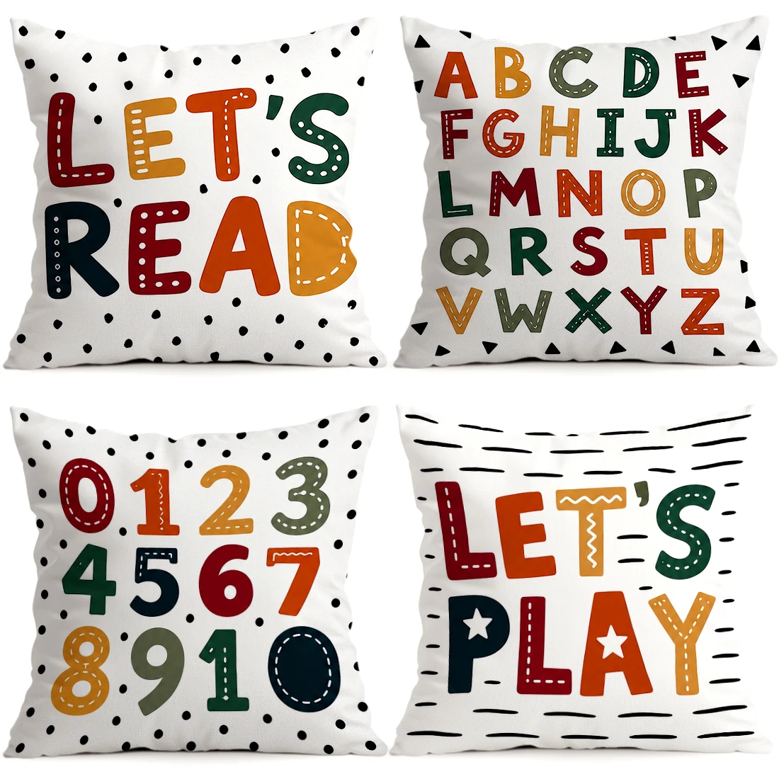 Happy Learning Back To School Season Cushions Pillowcase Polyester Cushion Cover Throw Pillow Pillowcover Home Car Sofa Decor