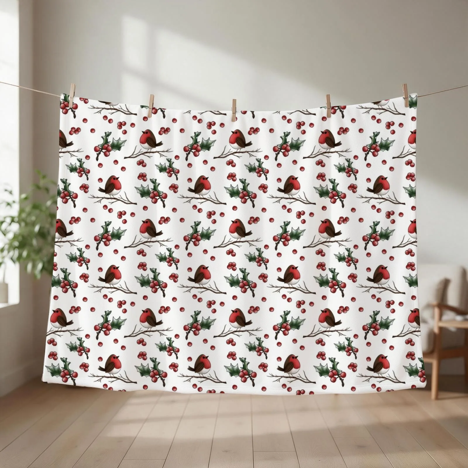 Red Robin Throw Blanket