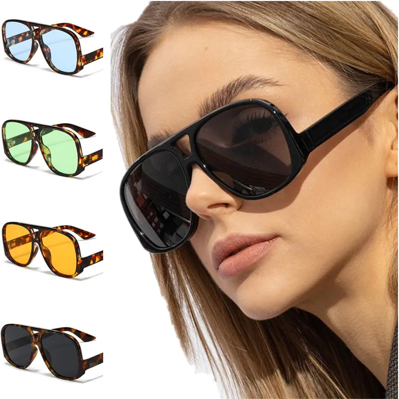 

Fashion Sun Glasses Classic Frog Mirror Anti-UV Spectacles Personality Double Beam Eyeglasses Simplity Oversize Frame Sunglasses