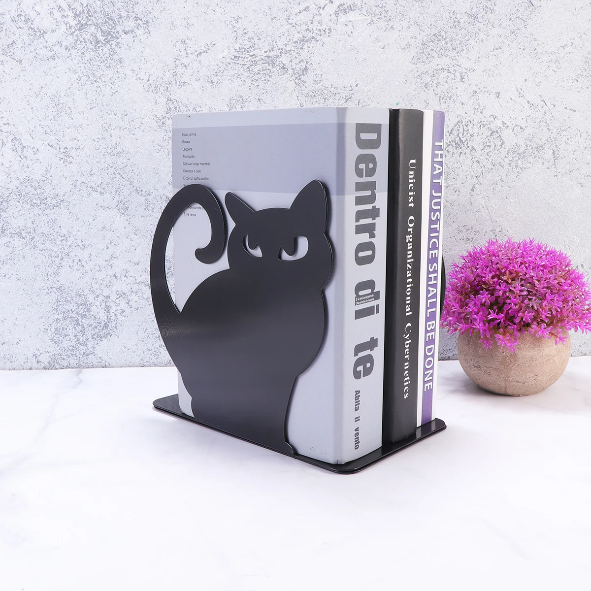 

2pc PersianCatBookend MetalSupport RetroDecor Organiser Bookends AnimalFrame SturdyAntiRust BookOrganiser Decorative