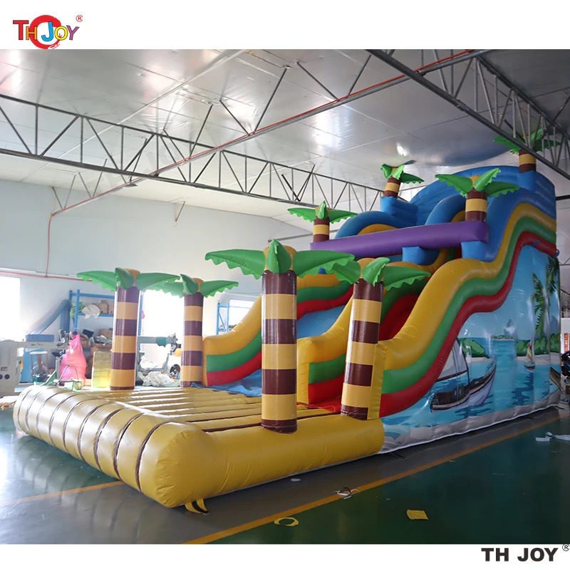 free sea ship to port,10x4m Large Commercial Inflatable Palm Tree Dry Slide for Outdoor Play