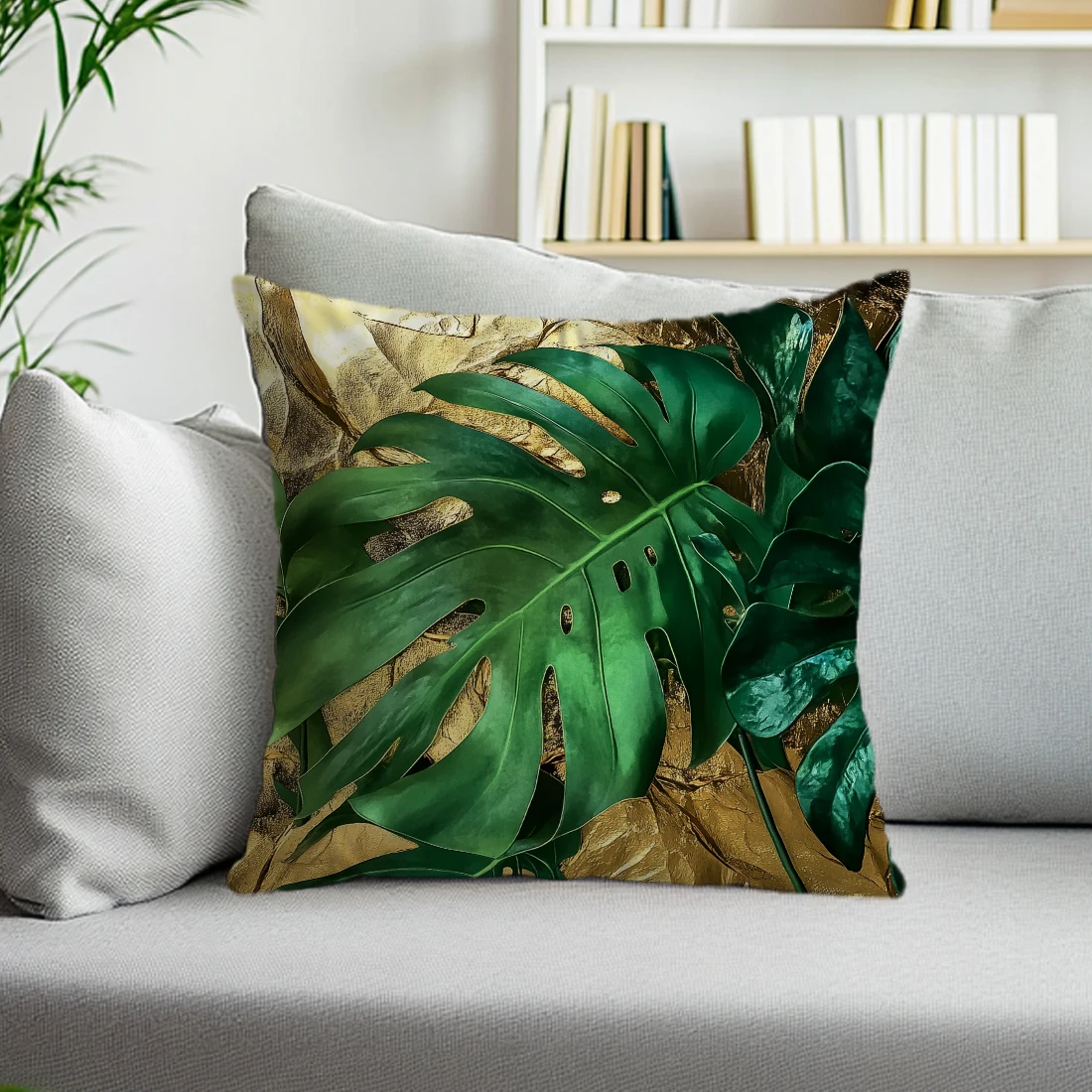 Marble green leaves Cushions Pillowcase Polyester Cushion Cover Throw Pillow Sofa Decoration Pillowcover Home Car Decor