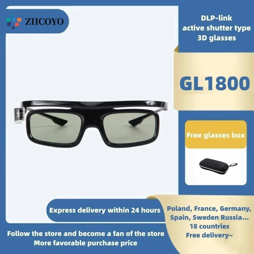 Hot 3D Glasses Projector Active Shutter Rechargeable DLP-Link for All 3D DLP Projectors Optama Acer BenQ ViewSonic Sharp Dell