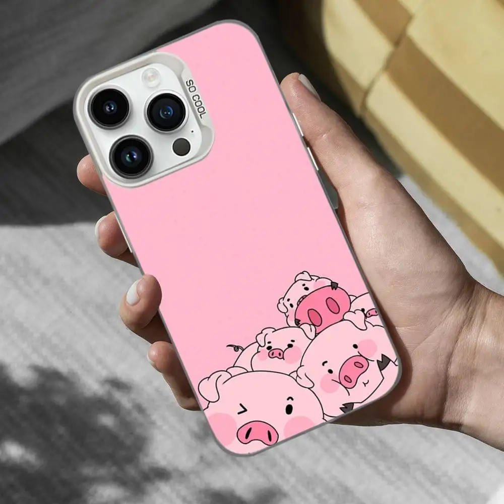 حافظة هاتف كرتونية لطيفة على شكل خنزير وردي لهاتف آيفون 17,16,15,14,13,12,11, Mini,XS,Pro,SE,MAX غطاء أبيض غير لامع مقاوم للصدمات #5