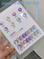 TC 1-18Pcs Elegant Aurora Feast Cat Eye Nail Polish Gel Sparkling Glass Beads Nail Salon Exclusive Nail Art Nail Supplies