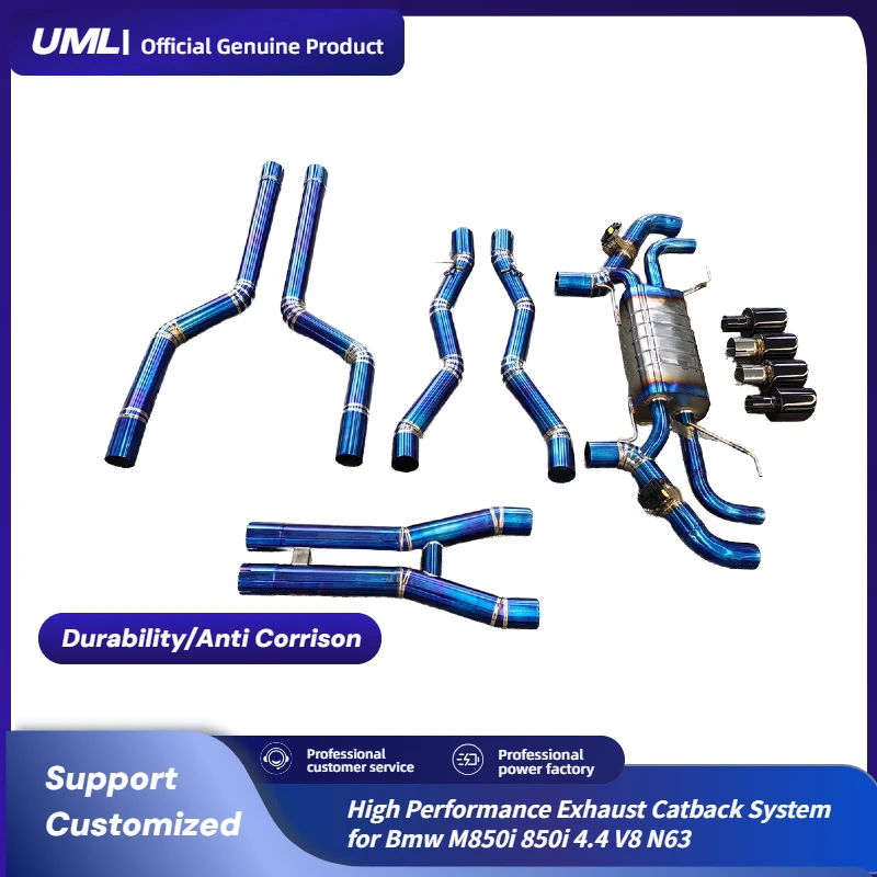 Высокопроизводительная выхлопная система Catback для Bmw M850i 850i 4.4 V8 N63, электронный выпускной клапан, титан