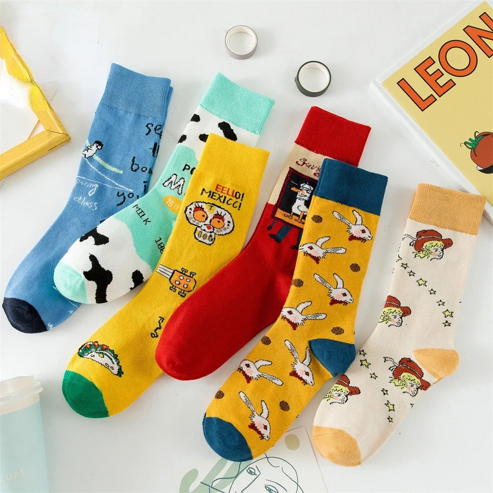 

High quality fashion men's and women's socks tide retro college simple letters cute tide socks men and women couple sports socks