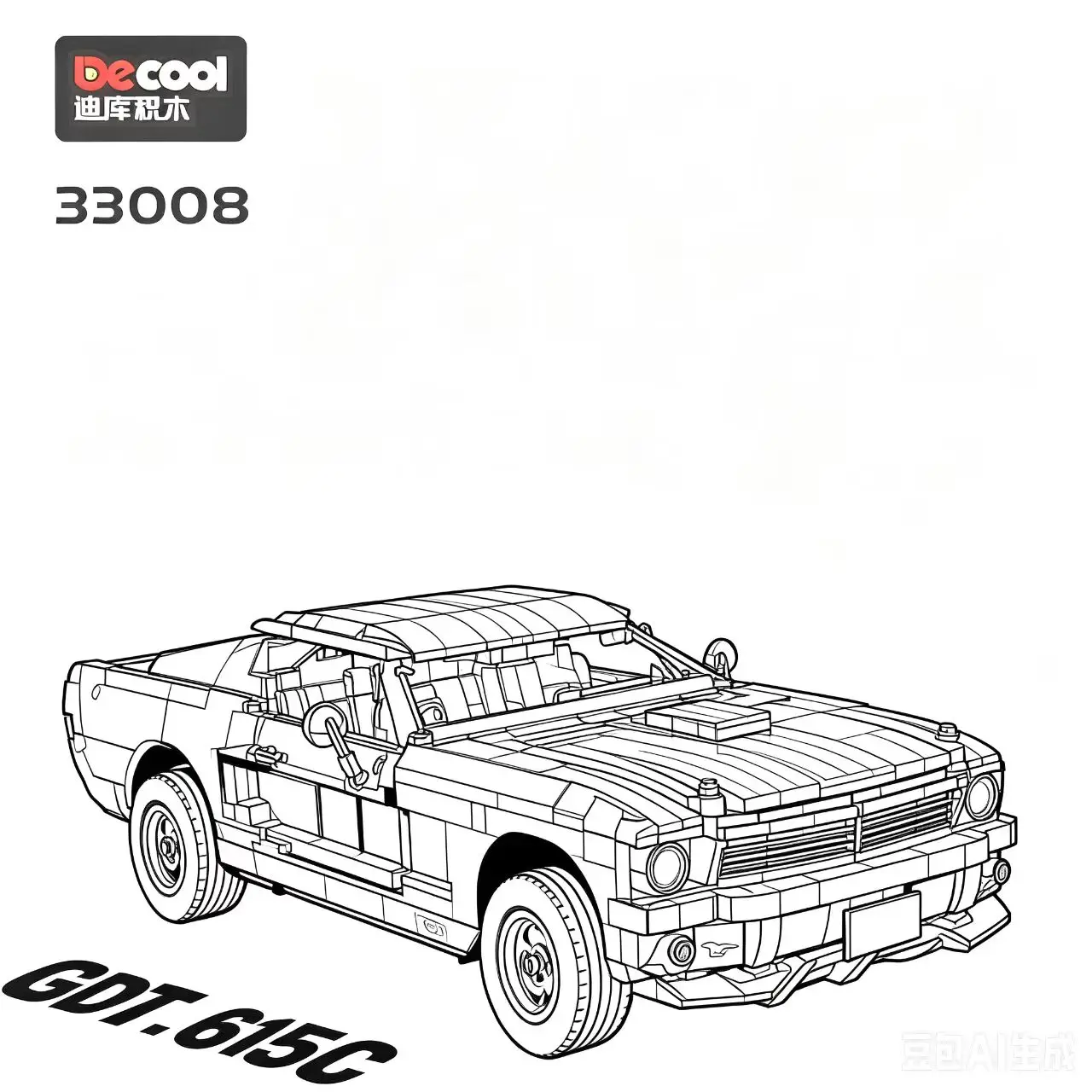 1817PCS Ford Mustang sports car building blocks decool 33008 Puzzle Assembly Racing Decoration Christmas Gifts For Adults