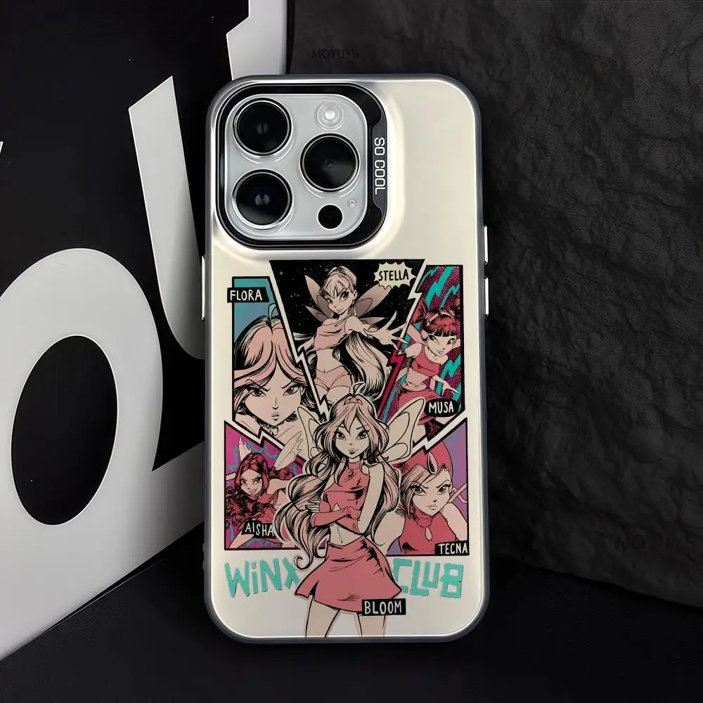 W-Winx C-Club Phone Case FUNDA For IPhone 12 11 13 14 15 16 Max Pro Plus Mini Silver LMDaser Color Cover
