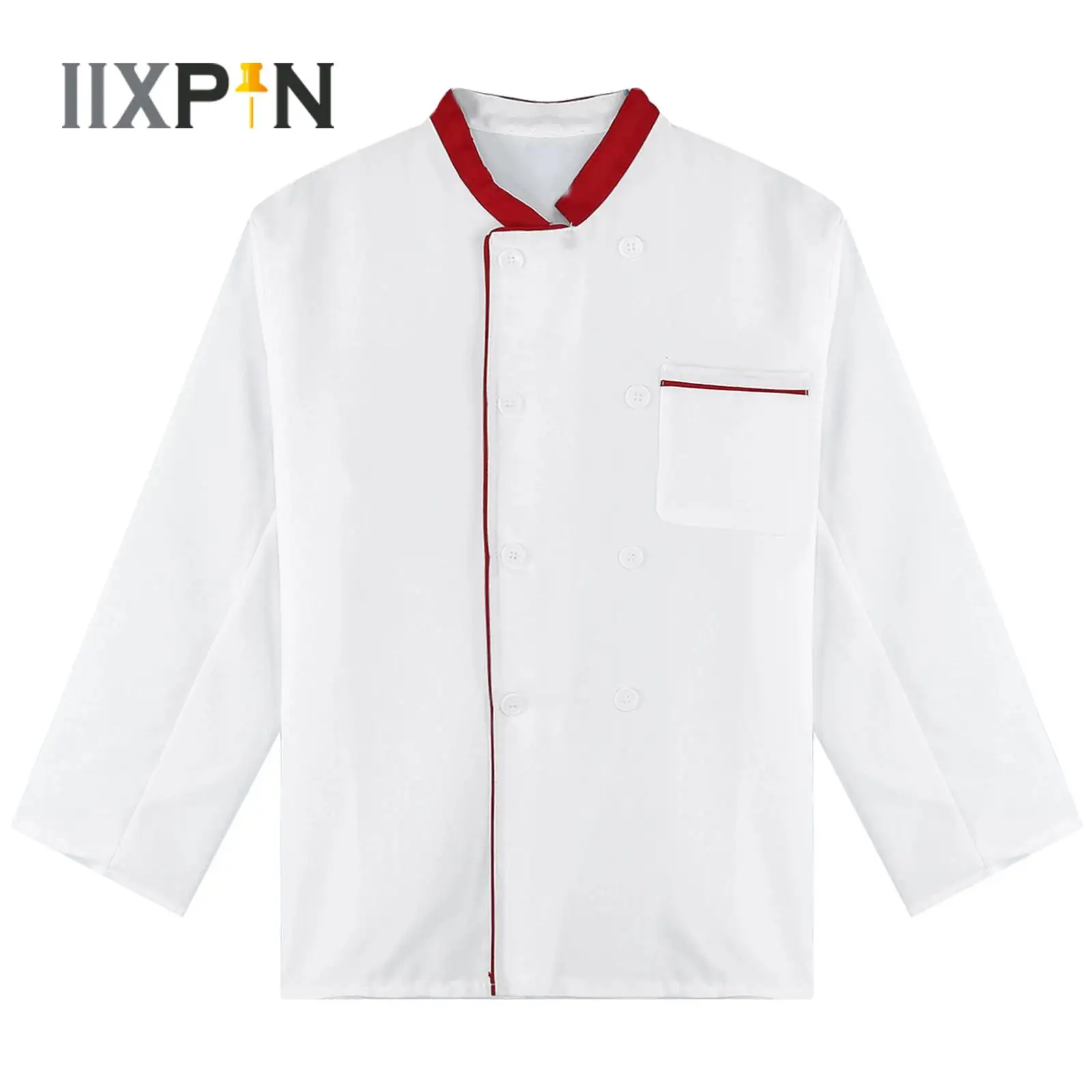 Hotel Restaurant Chef Jacket Top Mens Womens Kitchen Shirts Work Uniform Long Sleeve Double-Breasted Bakery Cooking Clothes