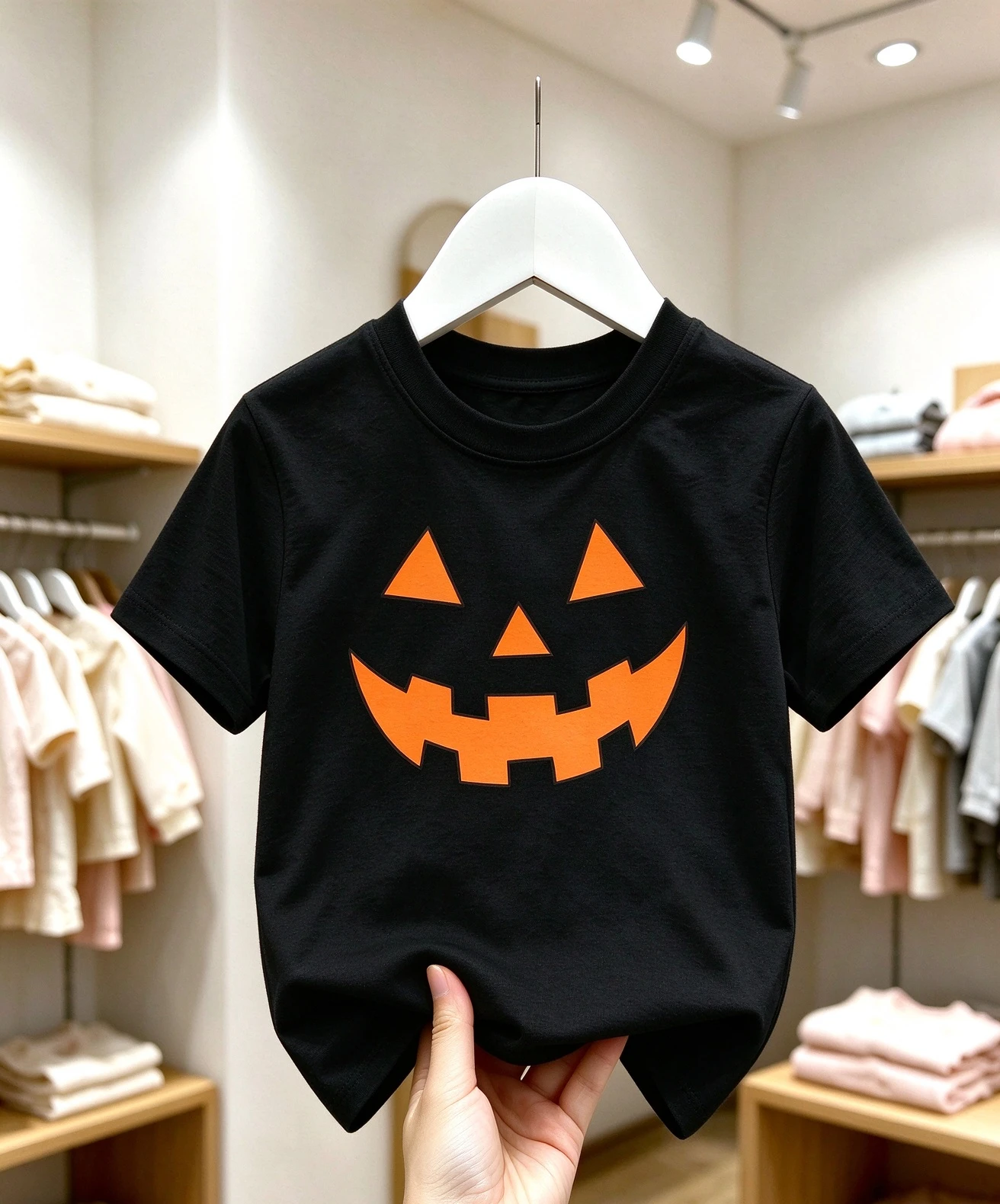 Toddler Halloween Jack-o-Lantern T-shirt Kids Cartoon Pumpkin Face Short Sleeve Shirt Boys Girls Casual Daily Wear