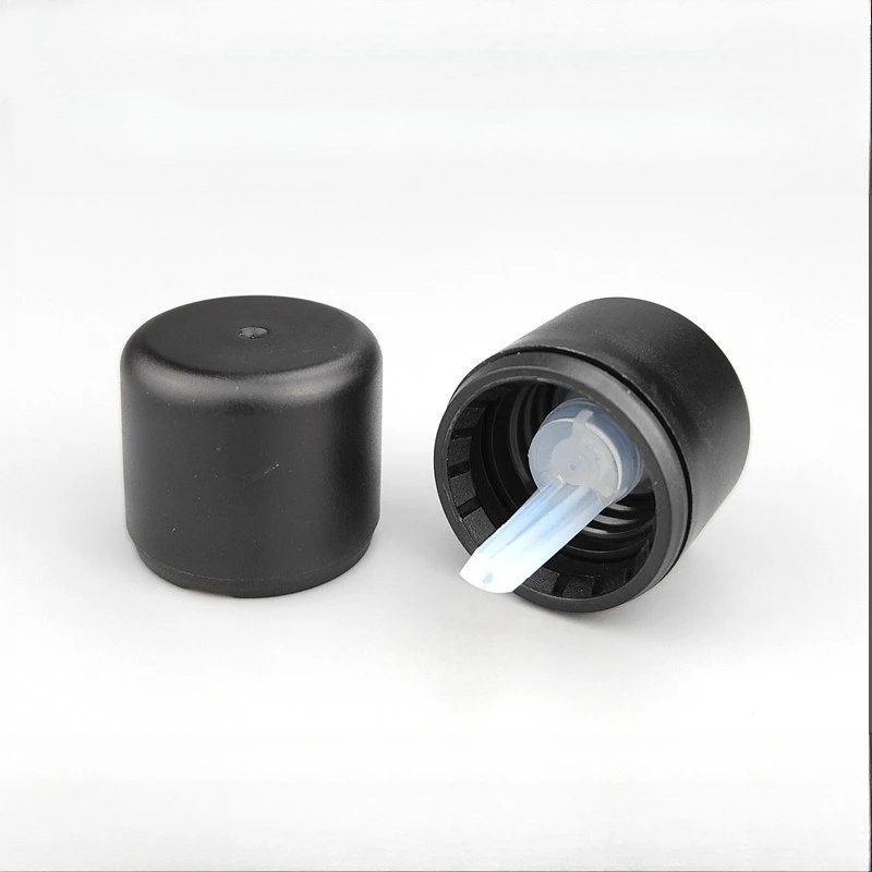 10 ピース/ロット 18 歯フラットトップ盗難防止ガイアブラックエッセンシャルオイルボトルキャップ 18410 プラスチックスクリューキャップすりガラスボトルキャップ