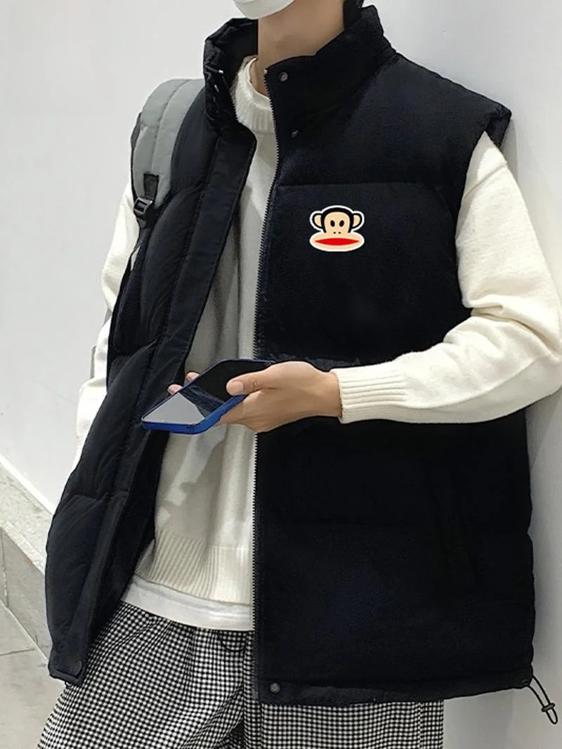 

PaulFrank American Sle Cotton Vest Warmth for Men And Women Autumn Winter PaulFrank Monkey Thiened Polyester Fiber Jaet