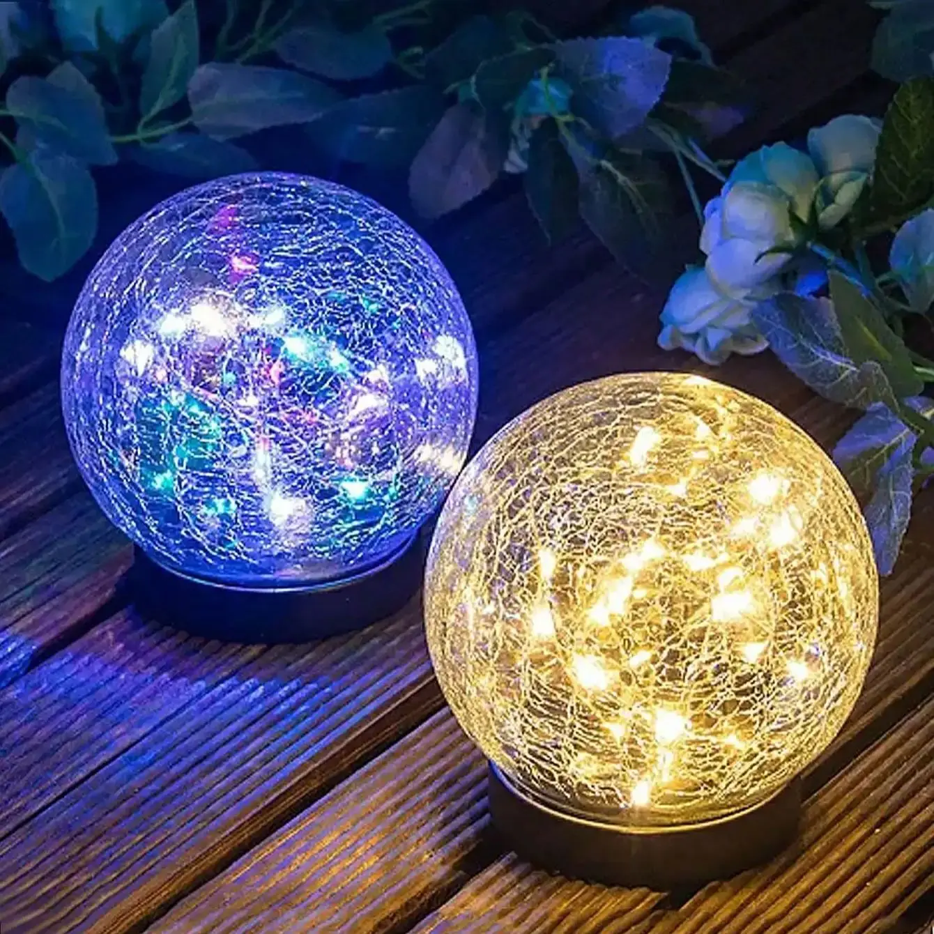 Solar Crack Ball Light Waterproof Garden Ornament Inserting Ground Lamp