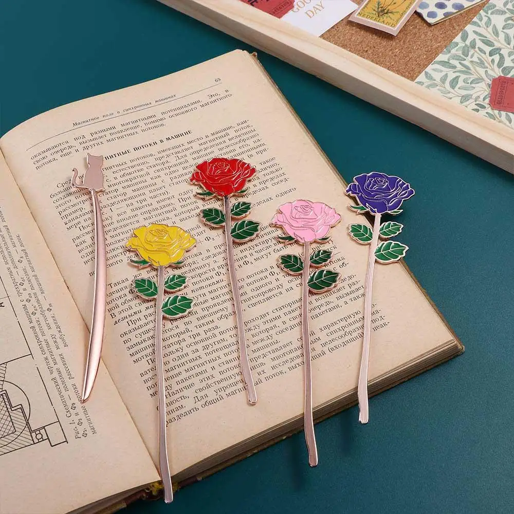 Office Supplies Creative Page Folder Cat Coloring Embossing Rose Book Clip Positioning Clip Bookmark Alloy Bookmark