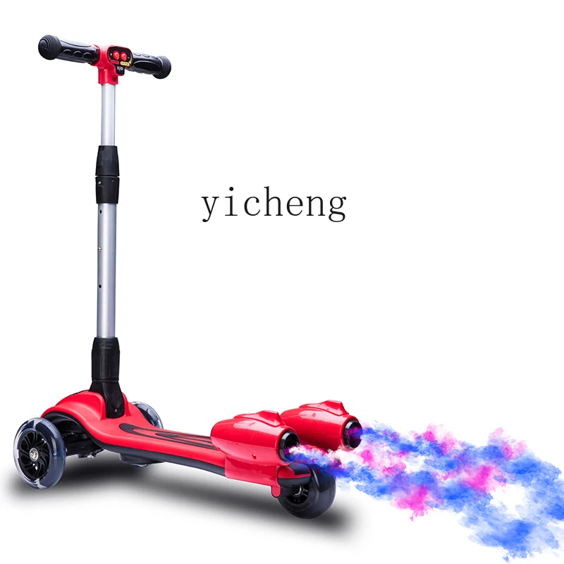 

Tqh Children's Scooter 3-14 Years Old Luge Folding Large Skating Board Children's Flash Spray Scooter