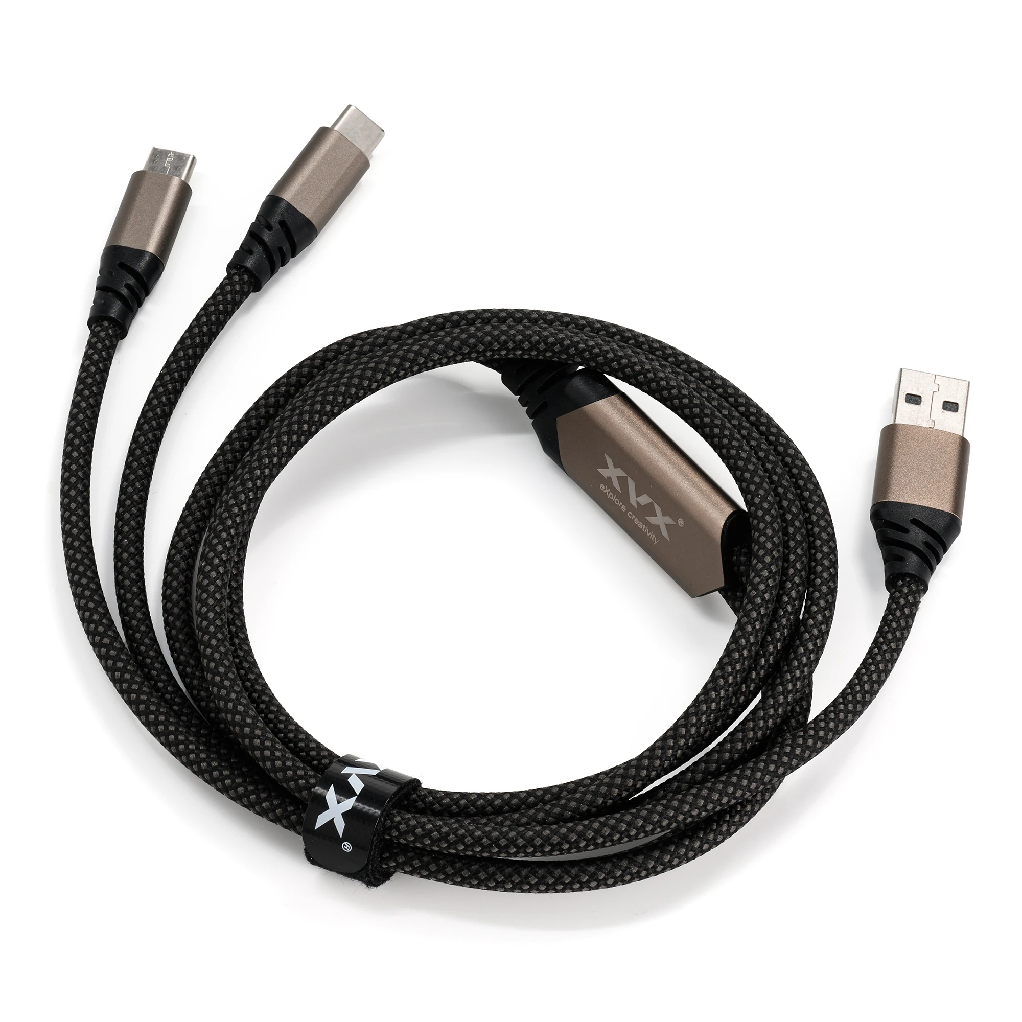 【¥825】XVX ブラック 2-in-1 USB A - デュアルUSB C ゲーミングキーボードケーブル-アリエク特価アラート