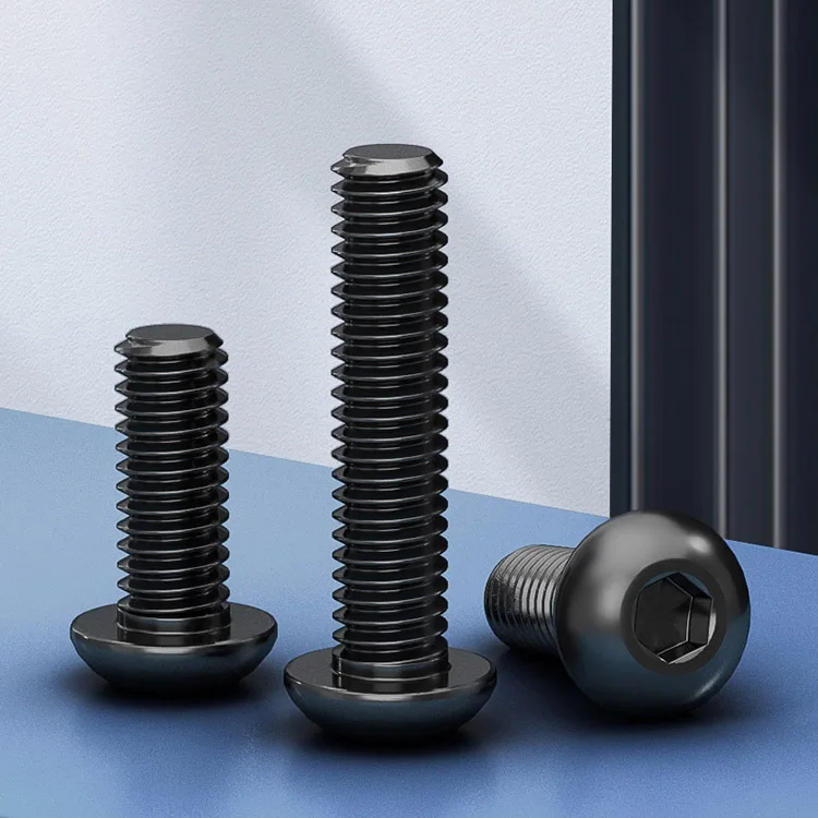 5-50pcs/lot Hex Screw M2 M2.5 M3 M4 M5 M6 M8 Black Button Head Hex Socket Cap Screw Hexagon Socket Round Head Screws L:3mm~60mm