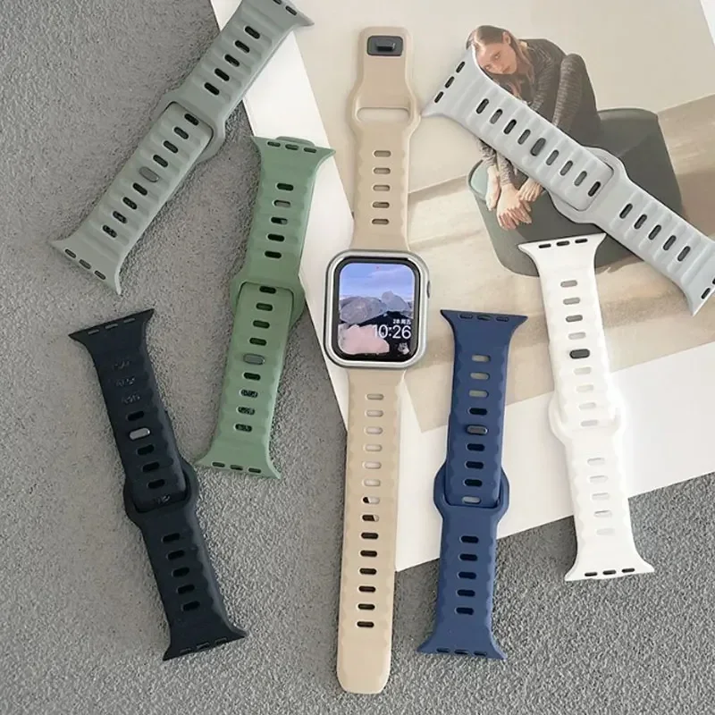 Silicone Strap For Apple Watch Ultra Band 49mm 44mm 45mm 42mm 41mm 42mm 46mm Sport Watchband iwatch 8 7 6 5 4 9 SE 10 bracelets