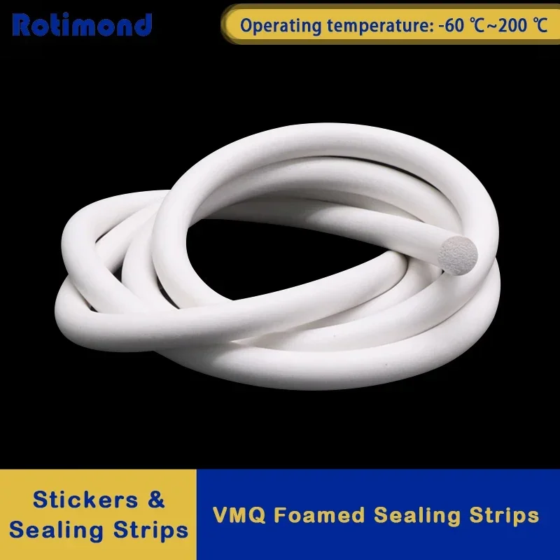 

1/2/5m Silicone Rubber Sponge Strip Round Dia1-25mm White Foamed Backer Rod Seal Strips VMQ Foaming Cord