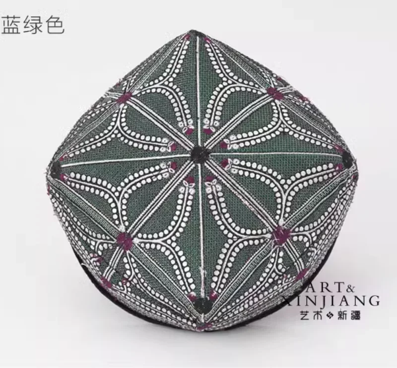 

Chinese Xinjiang Men's Handmade Flower Hat Uyghur Four Corner Embroidered Hat