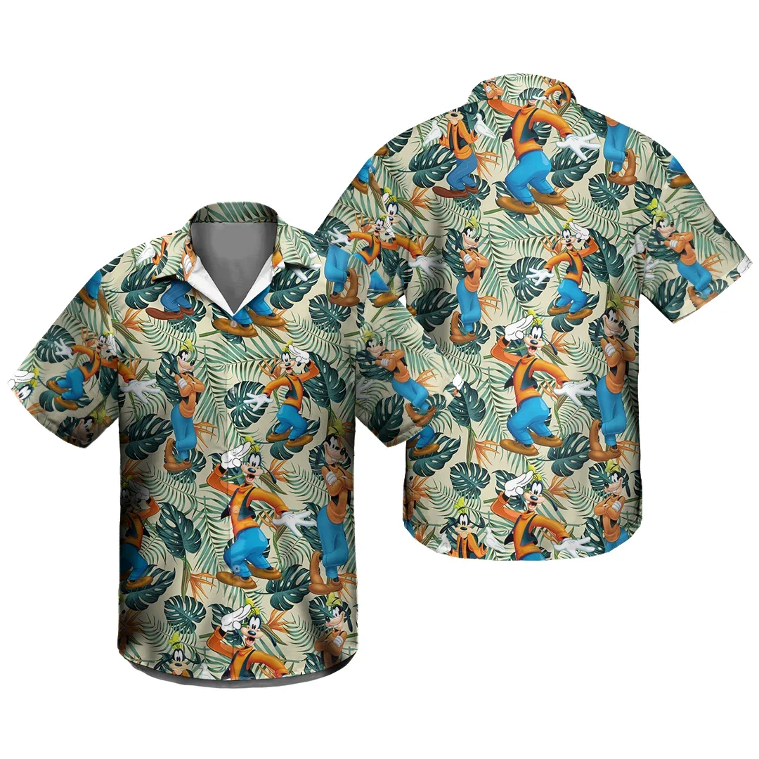 Disney Goofy Hawaiian Shirt Men Summer New Disney Hawaiian Shirt Fashion Casual Tops Vintage Shirts