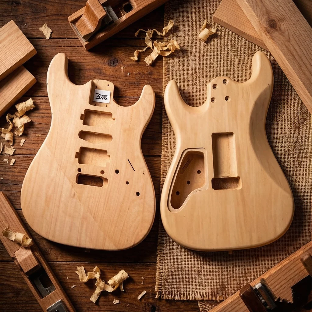 

EB485 DIY Guitar Body for Electric Guitar HSH Pickup, 2 Pivot Tremolo Cutout, Minor Imperfection