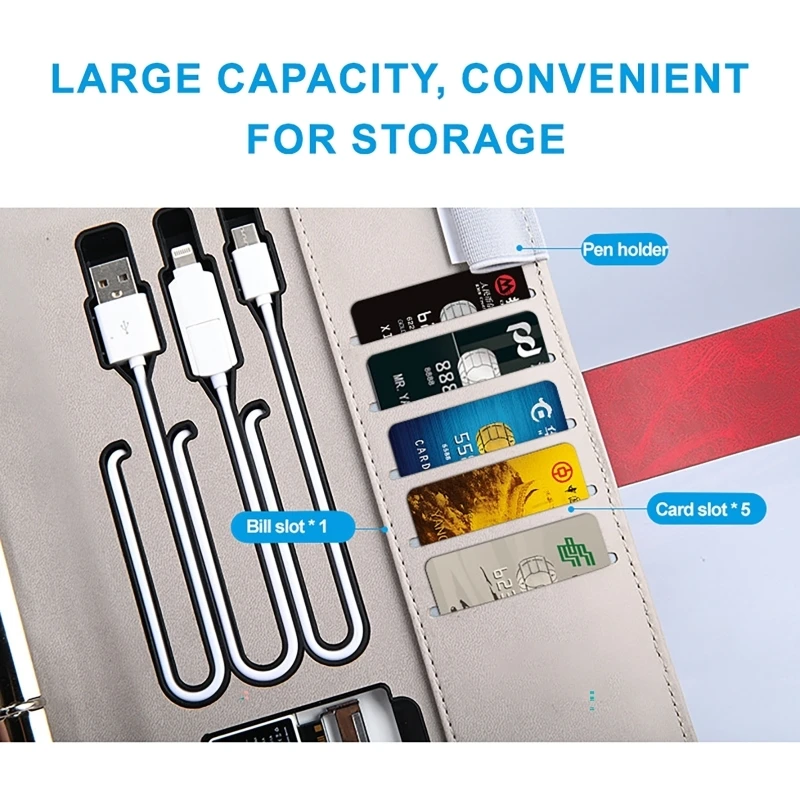 قفل بصمة الإصبع للكمبيوتر المحمول مع محرك فلاش 10000 مللي أمبير + 16 جيجابايت + كابل شحن لاسلكي 3 في 1 + فيديو 4.3 بوصة + وظيفة الآلة الحاسبة