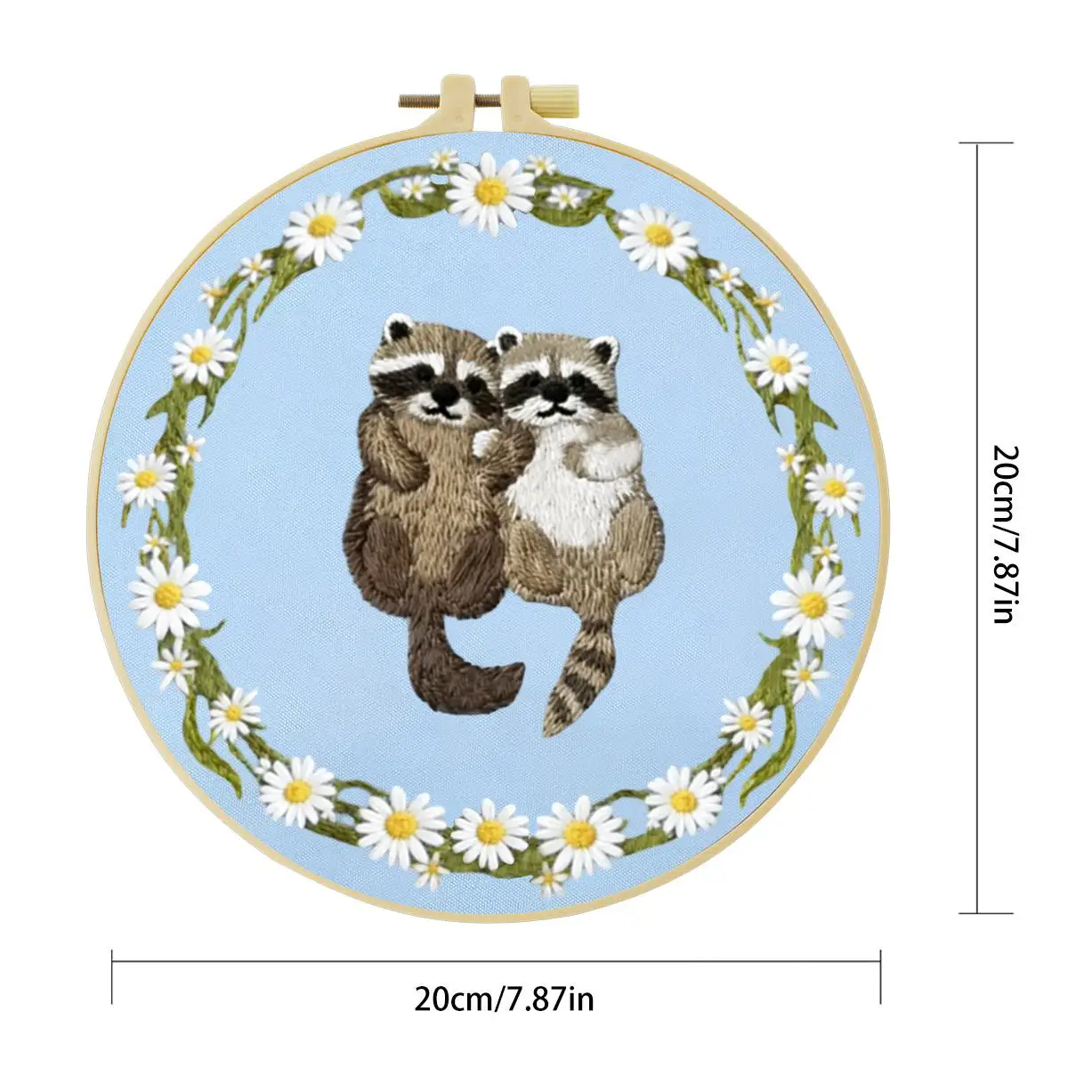 1 Stück 20X20CM/15X15CM 7,87/6,3 Zoll Waschbär-Stickerei-Starter-Kit DIY-Kit DIY-Stickerei-Set für Anfänger – Detail 4
