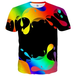 Summer Short Sleeve Man T-shirt Men Fashion Casual Breathable Tee Top 3d Printed Color Graffiti Graphic T Shirts Streetwear Top