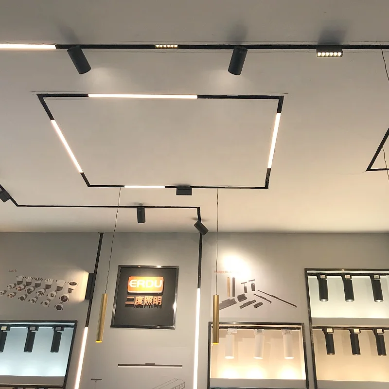 LED Magnetic Track Light COB Recessed Linear Ceiling Light 2 Wires 1m 1.5m 2m Smart Lighting System 220V 48V Complete Rail Kit