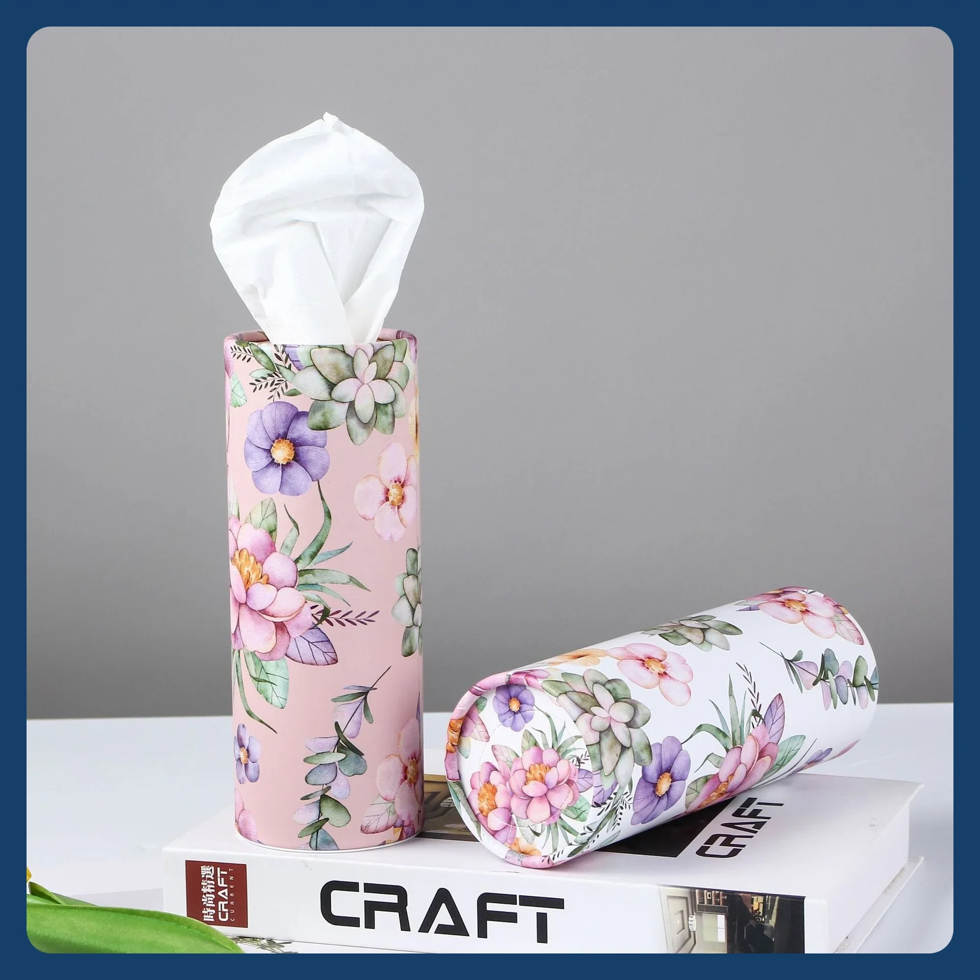 4Rolls Flower Patterned Cylindrical Tissue Napkin Tissue Tube Handkerchief Paper Travel Tissue Tube Suitable for Cars and Homes